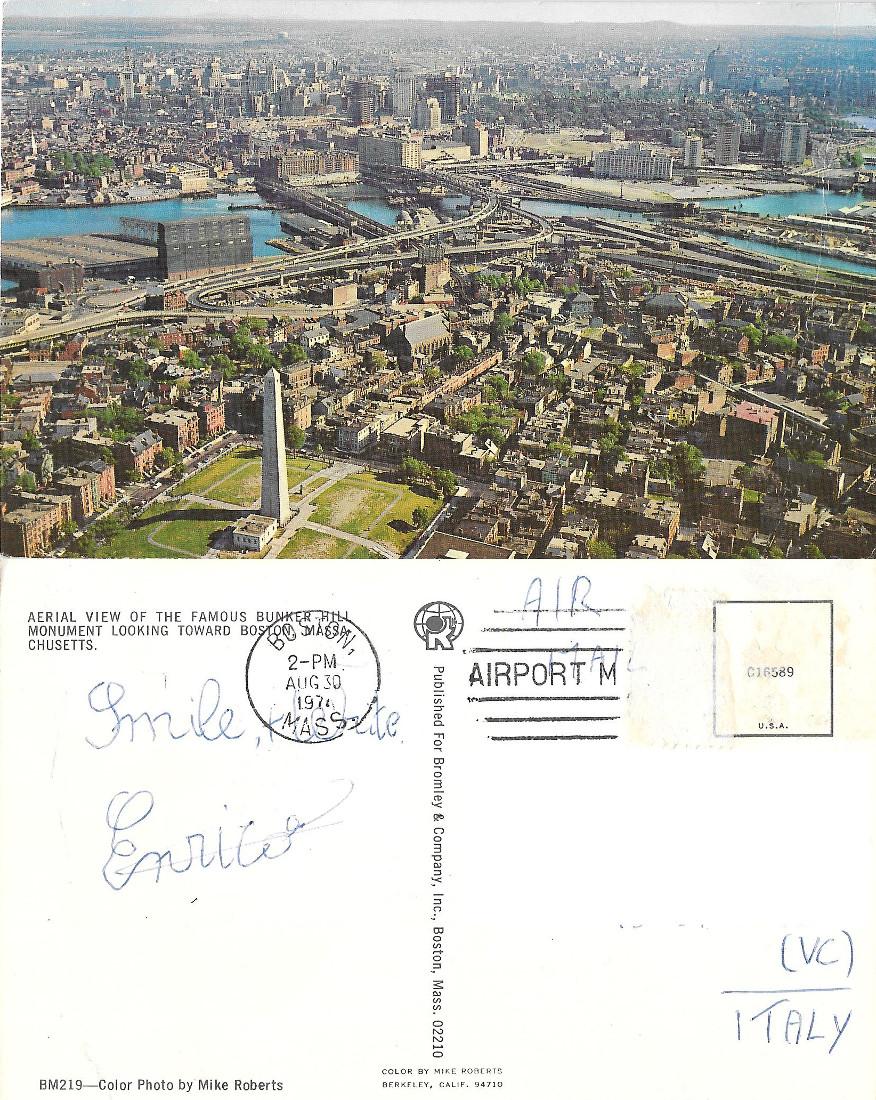 Boston. Bunker Hill Monument. Viaggiata 1977