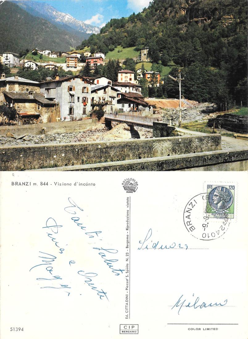 Branzi (BG). Visione d'incanto. Viaggiata 1980