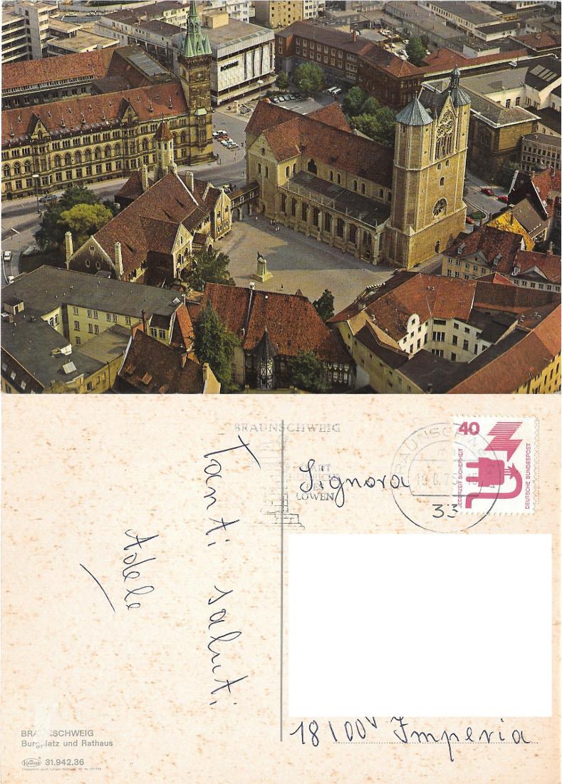 Braunschweig. Burgplatz und Rathaus. Viaggiata 1975