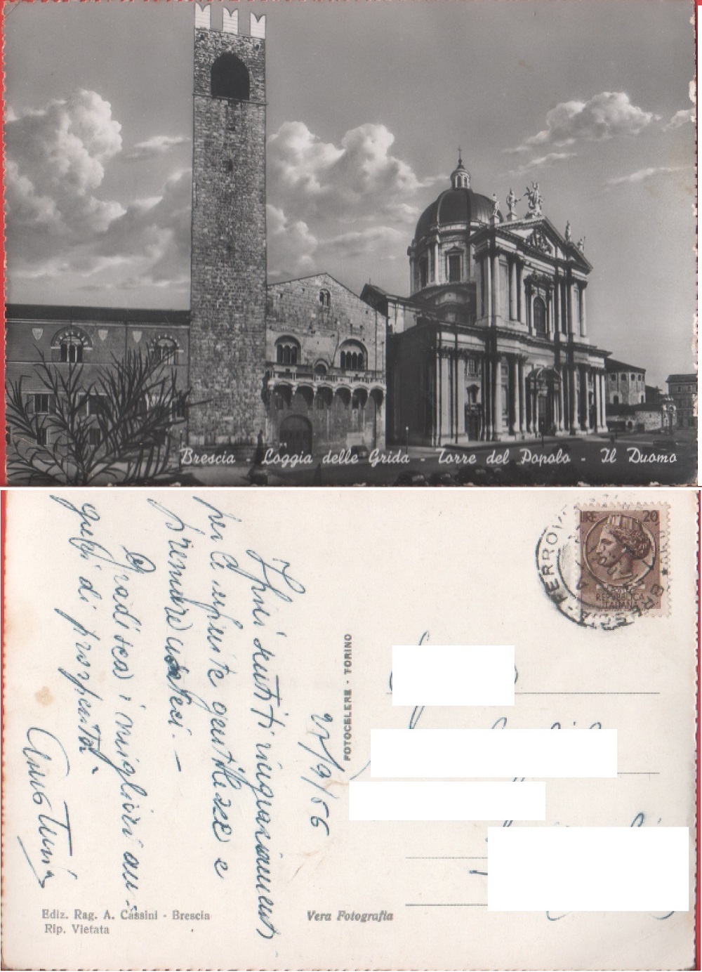 Brescia. Loggia delle Grida. Torre del Popolo. Il Duomo. Viaggiata …