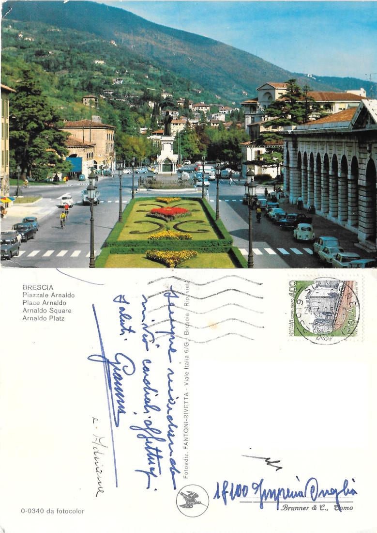 Brescia. Piazzale Arnaldo. Viaggiata 1996