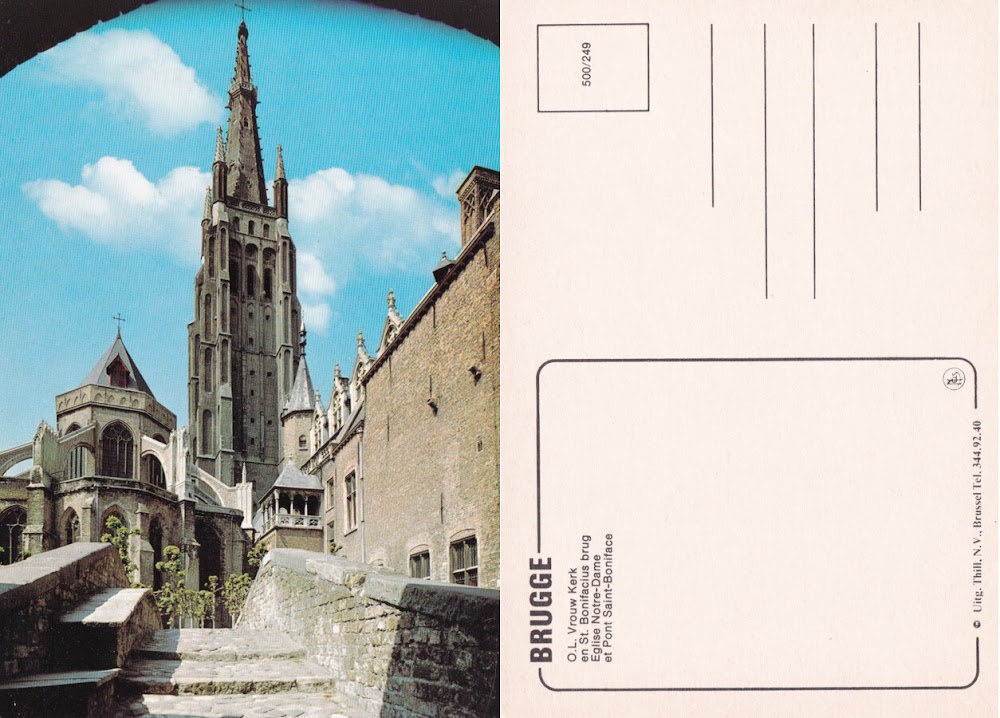 Brugge. O.L. Vrouw Kerk en St. Bonifacius brug. Non viaggiata