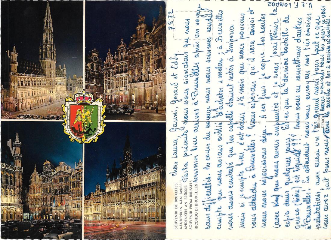 Bruxelles. Vedute di notte. Viaggiata 1972