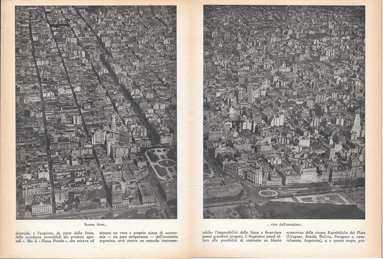 Buenos Aires vista dall'aeroplano. Doppia pagina. Stampa 1934