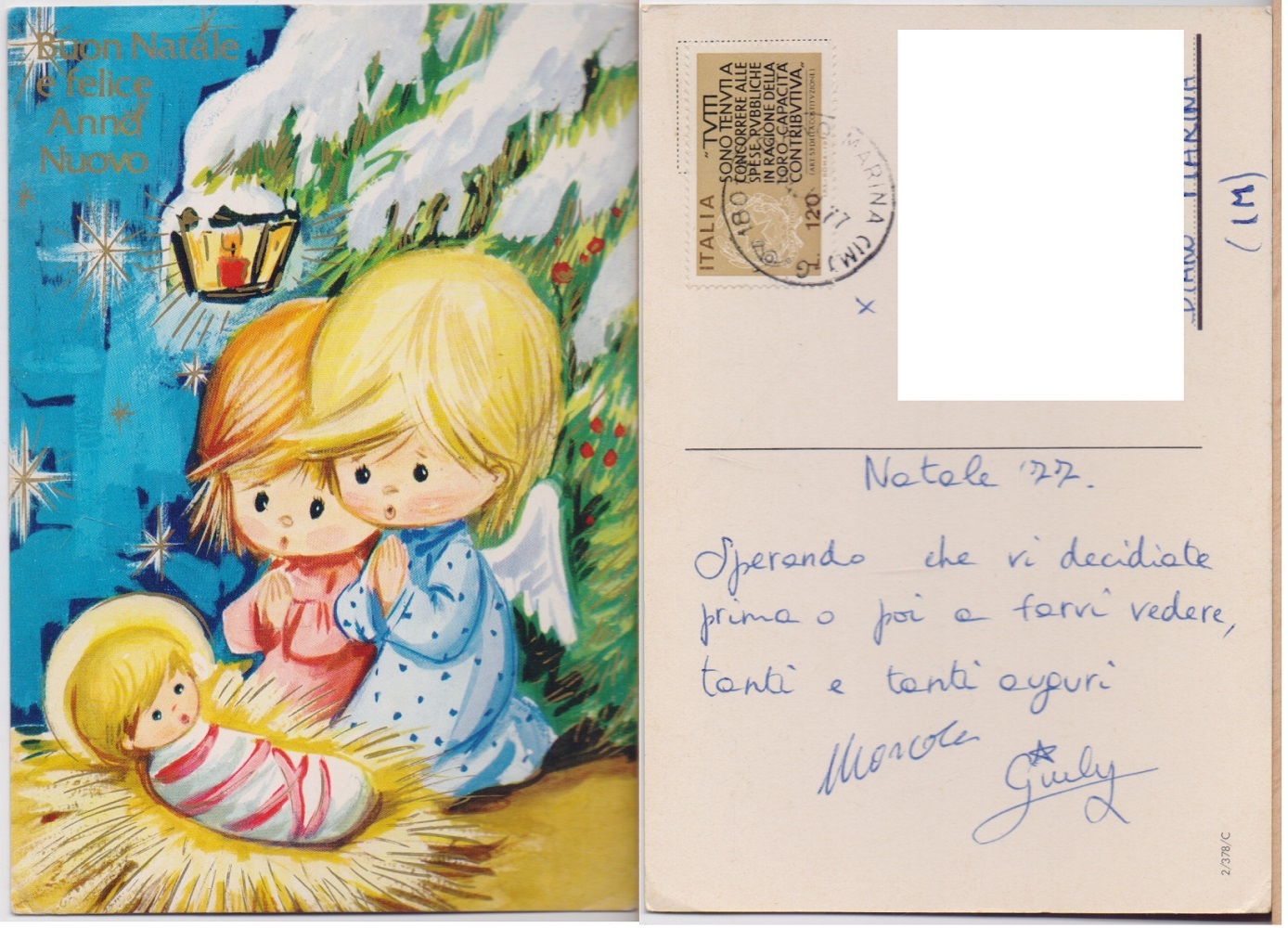 Buon Natale e Felice Anno Nuovo. Viaggiata 1977