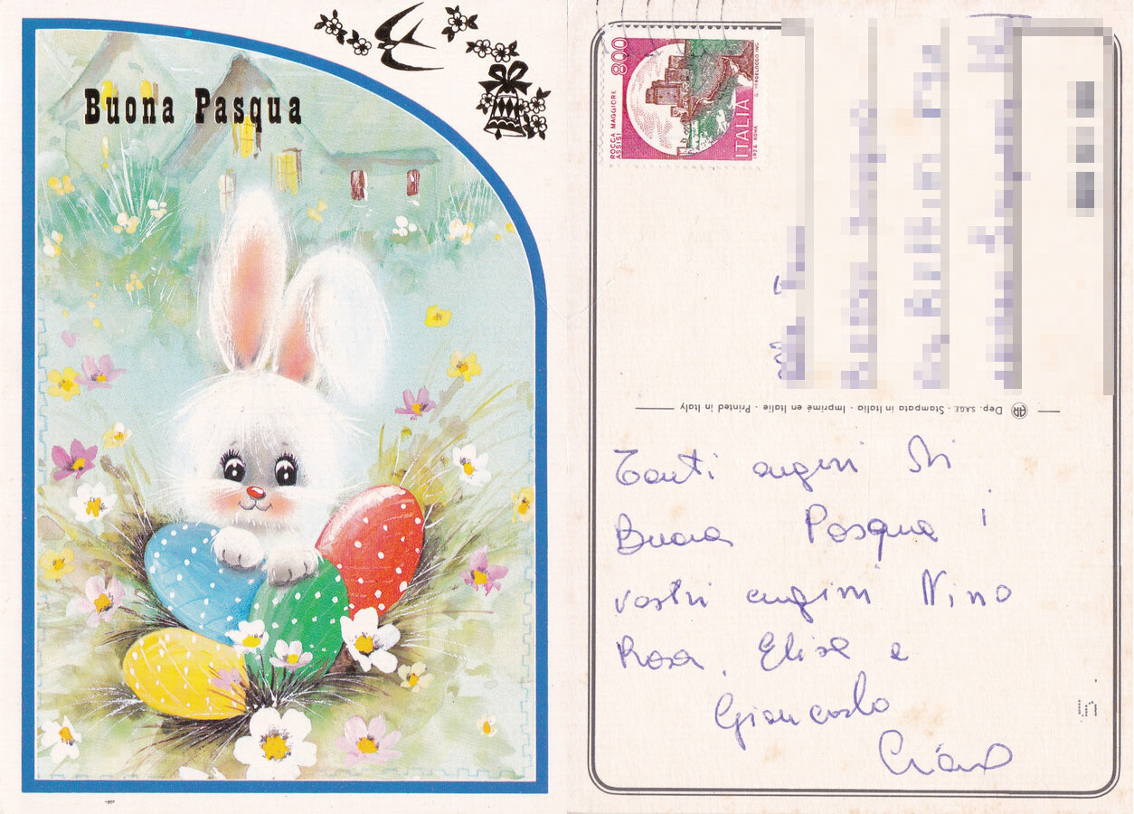 Buona Pasqua. Coniglietto. Viaggiata