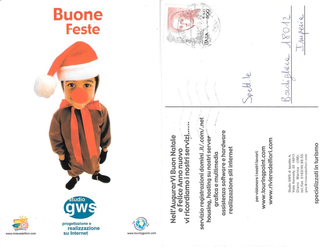 Buone feste. Studio gws Diano Marina (IM). Viaggiata 1999