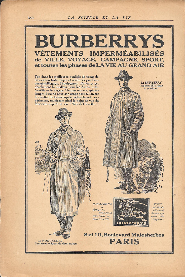 Burberrrys. Vetements impermeabilises - Advertising 1920