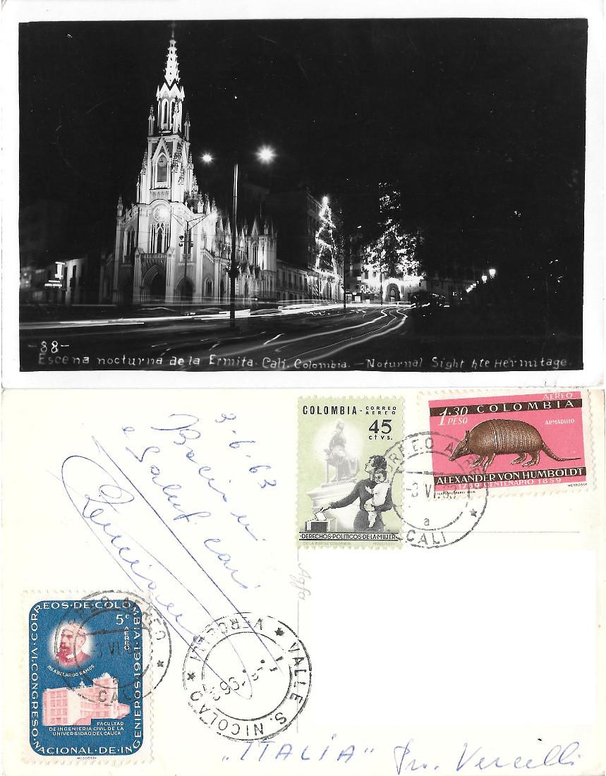 Cali(COL). Escena nocturna de la Ermita. Viaggiata 1963