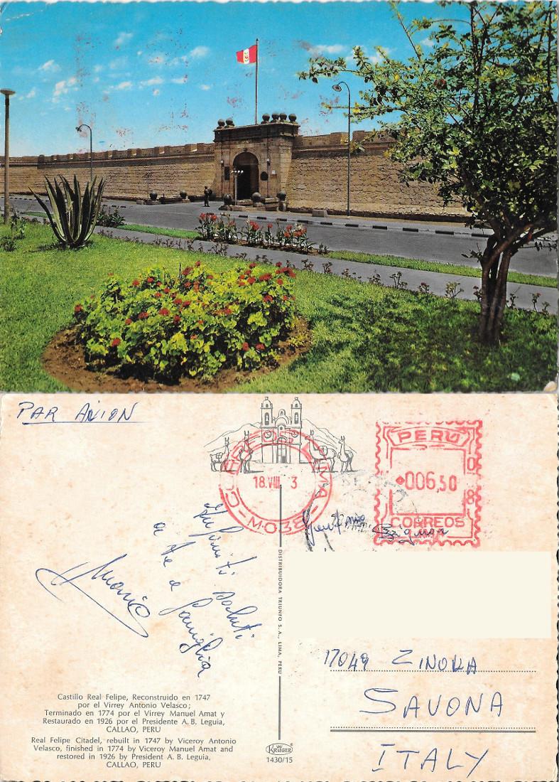 Callao (Perù) Castillo Real Felipe. Viaggiata