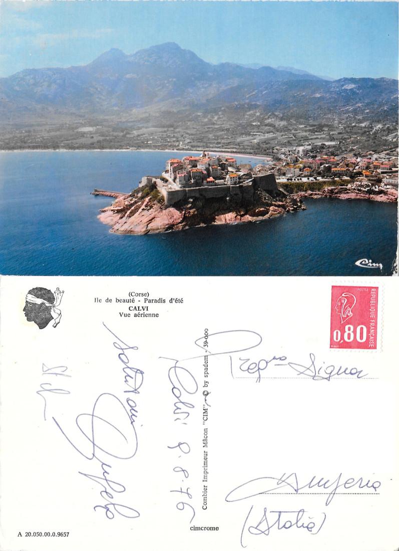 Calvi. Vue aerienne. Viaggiata 1976