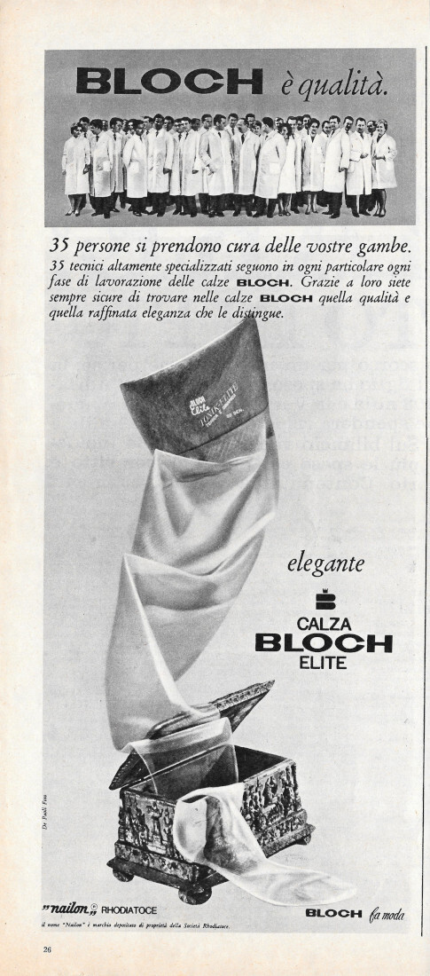 Calza Bloch Elite è qualità - Advertising 1964