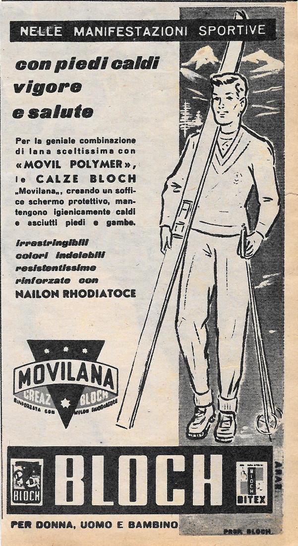 Calze Movilana Bloch. Advertising 1956