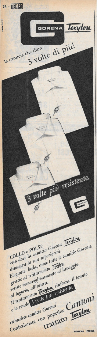 Camicie Gorena Texylon - Advertising 1956