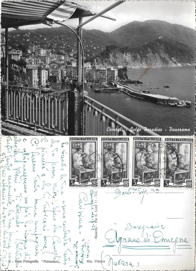 Camogli. Golfo Paradiso. Viaggiata 1953