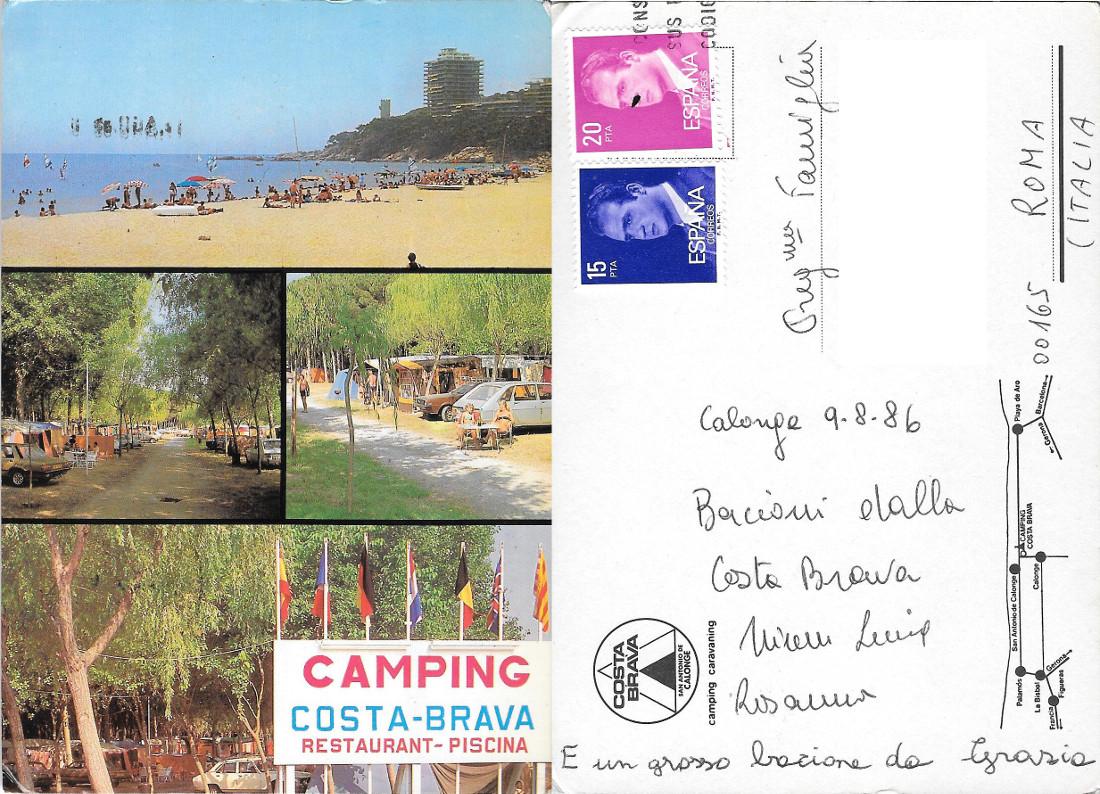Camping Costa Brava. Viaggiata 1986