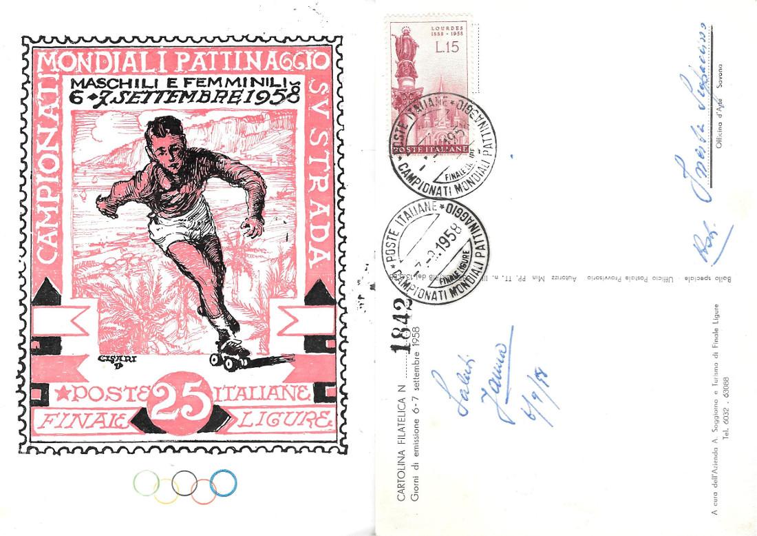 Campionati Mondiali Pattinaggio su Strada. Finale Ligure 1958. Viaggiata 1958