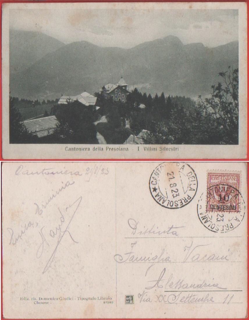 Cantoniera della Presolana (BG). I Villini SIlvestri. Viaggiata 1923