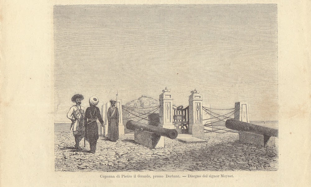 Capanna di Pietro il Grande, presso Derbant. Illustrazione 1864