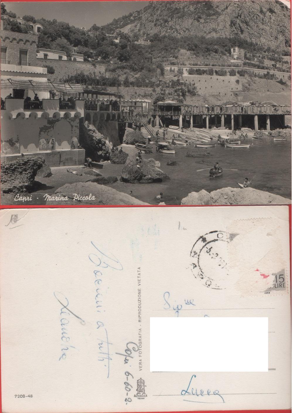 Capri. Marina Piccola. Viaggiata 1960