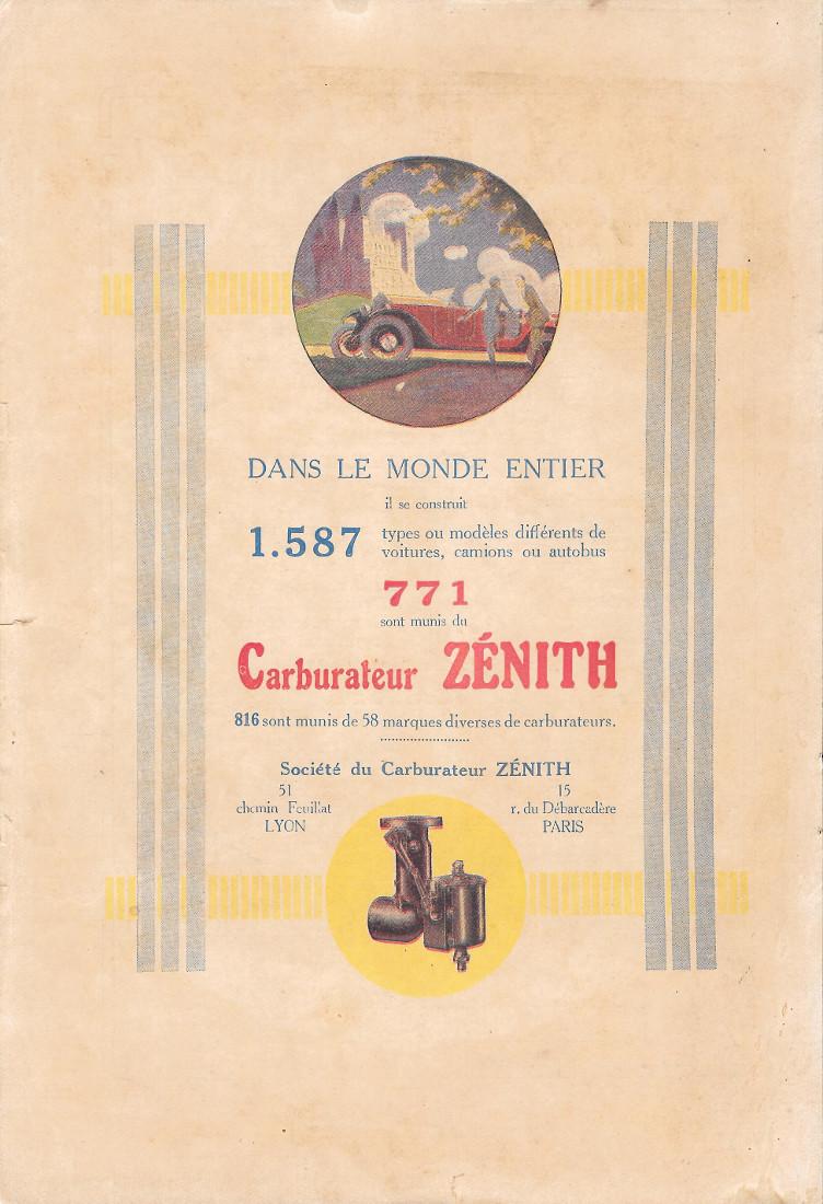 Carburateur Zénith. Pubblicita 1926