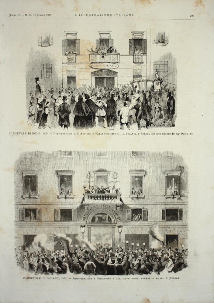 Carnevale di Roma 1876; Carnevale di Milano 1876. Stampa 1876