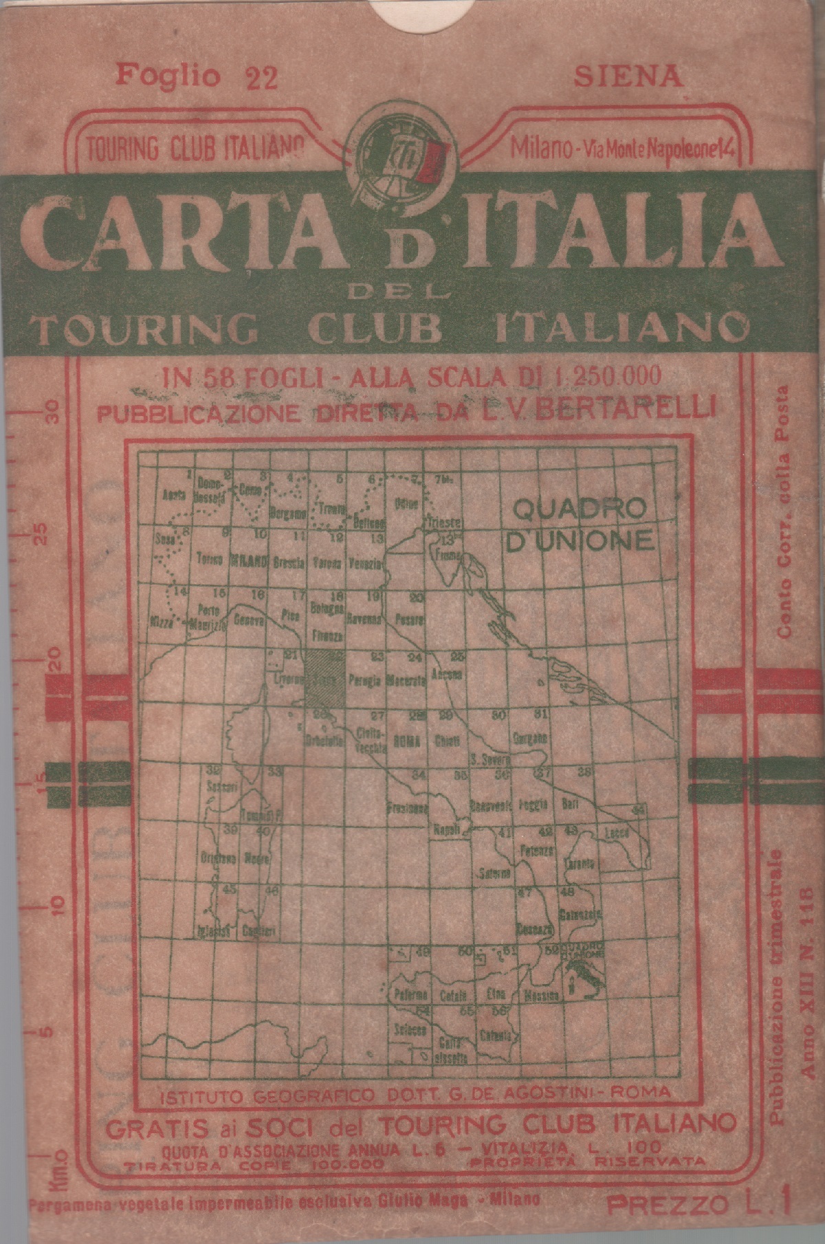 Carta d'Italia del Touring Club Italiano - Foglio 22 Siena