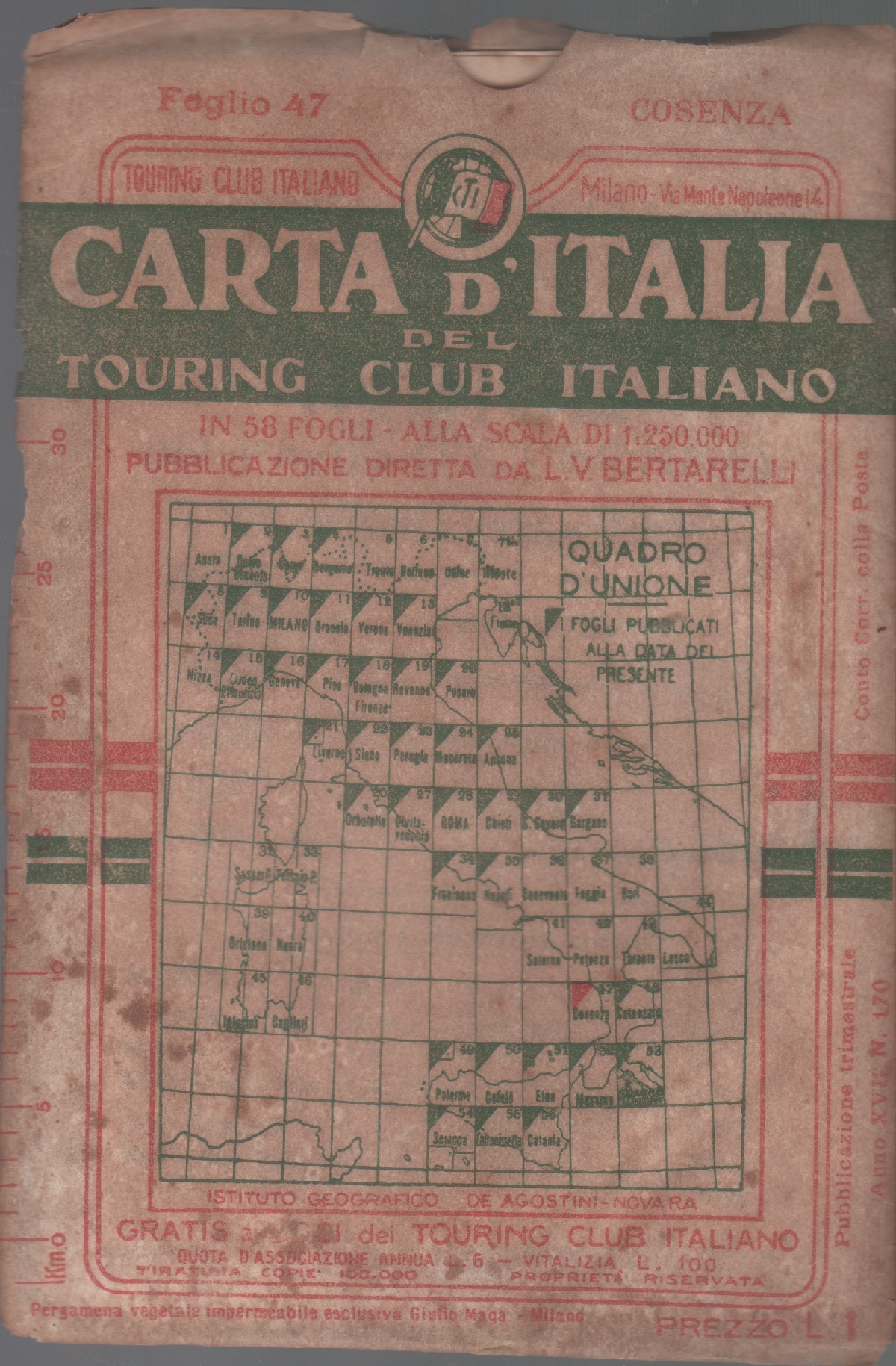 Carta d'Italia del Touring Club Italiano - Foglio 47 Cosenza