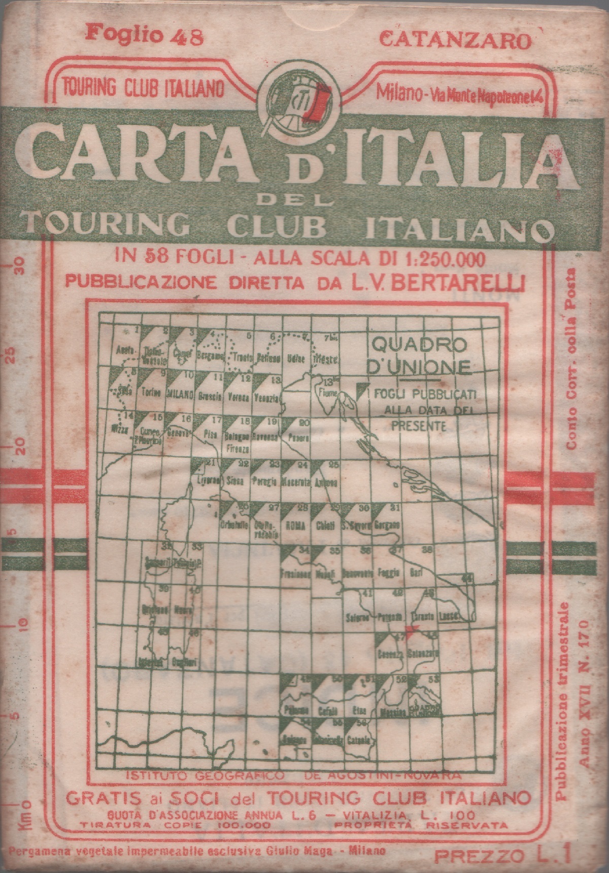 Carta d'Italia del Touring Club Italiano - Foglio 48 Catanzaro