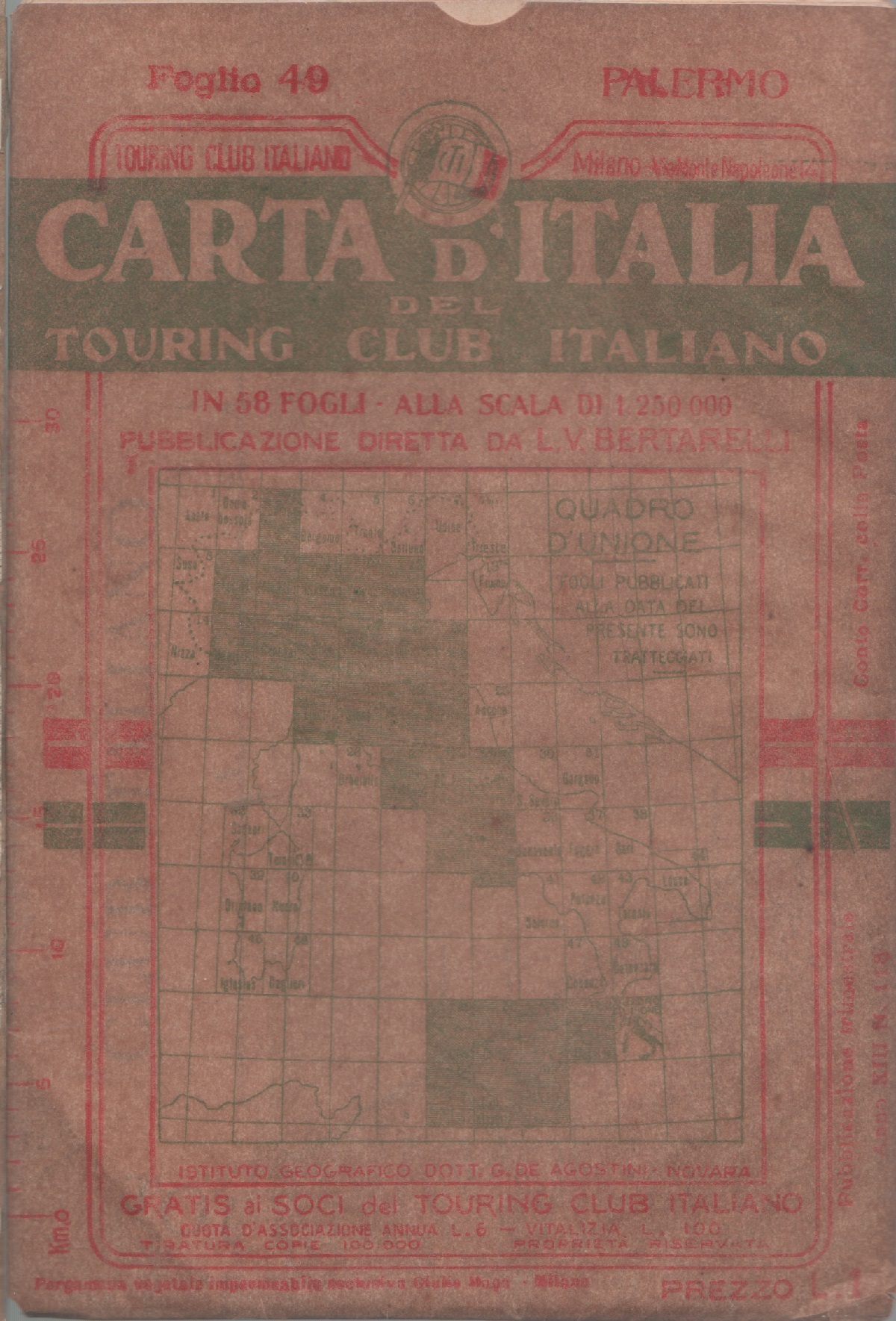 Carta d'Italia del Touring Club Italiano - Foglio 49 Palermo