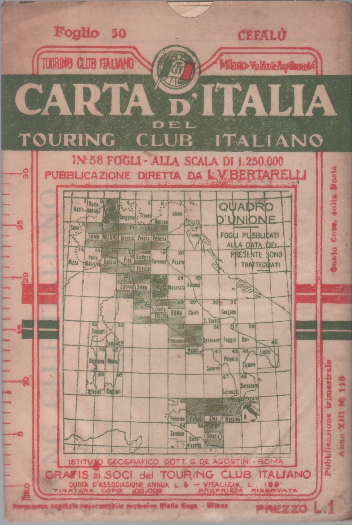 Carta d'Italia del Touring Club Italiano - Foglio 50 Cefalù