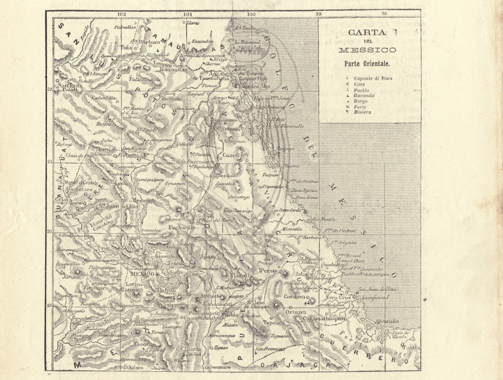 Carta del Messico. Parte orientale. Illustrazione 1864