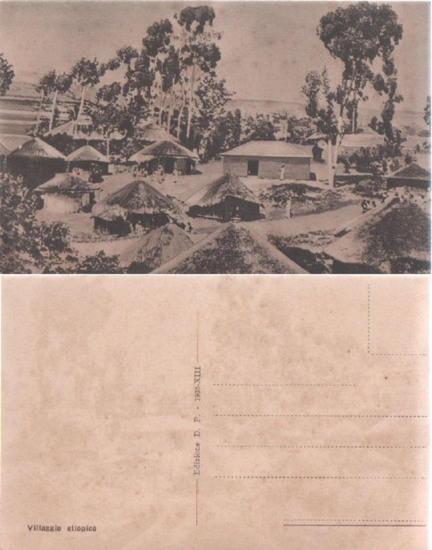 Cartolina - AOI. Villaggio etiopico. Non viaggiata, no riproduzione