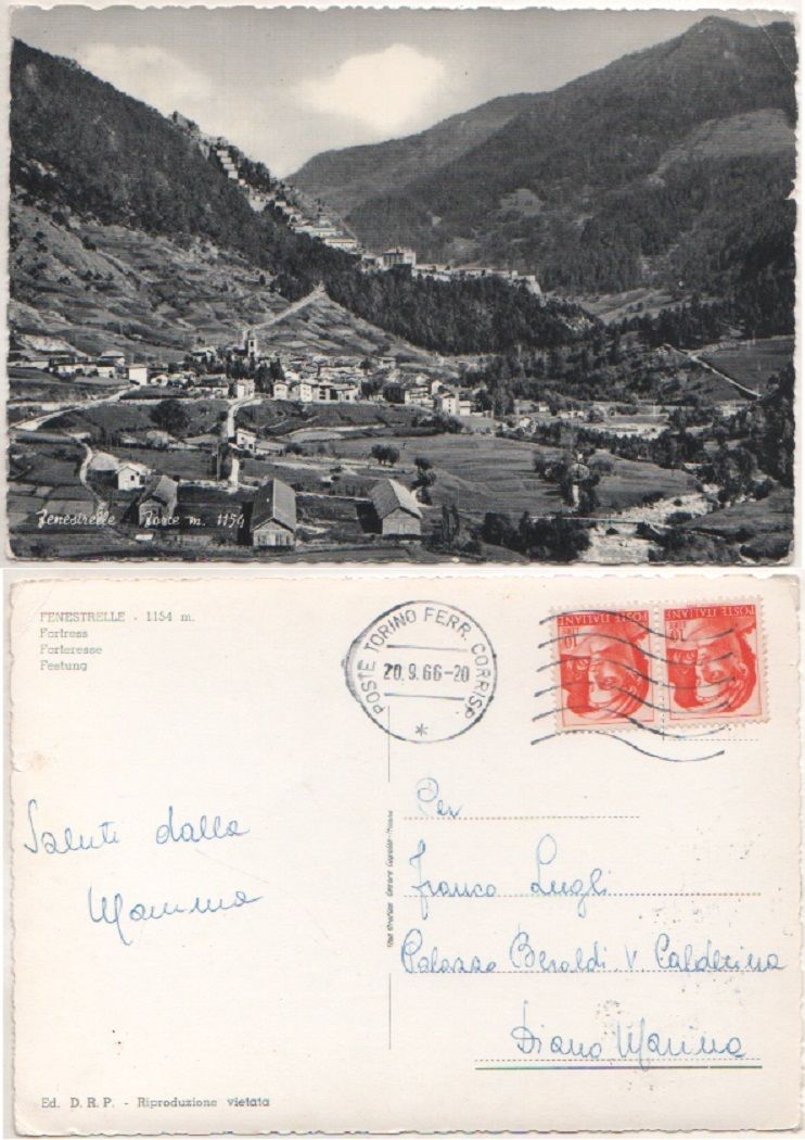 Cartolina - Fenestrelle. Forte. Viaggiata 1966