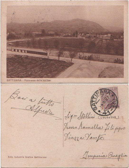 Cartolina - Gattinara. Panorama delle colline. Viaggiata 1927