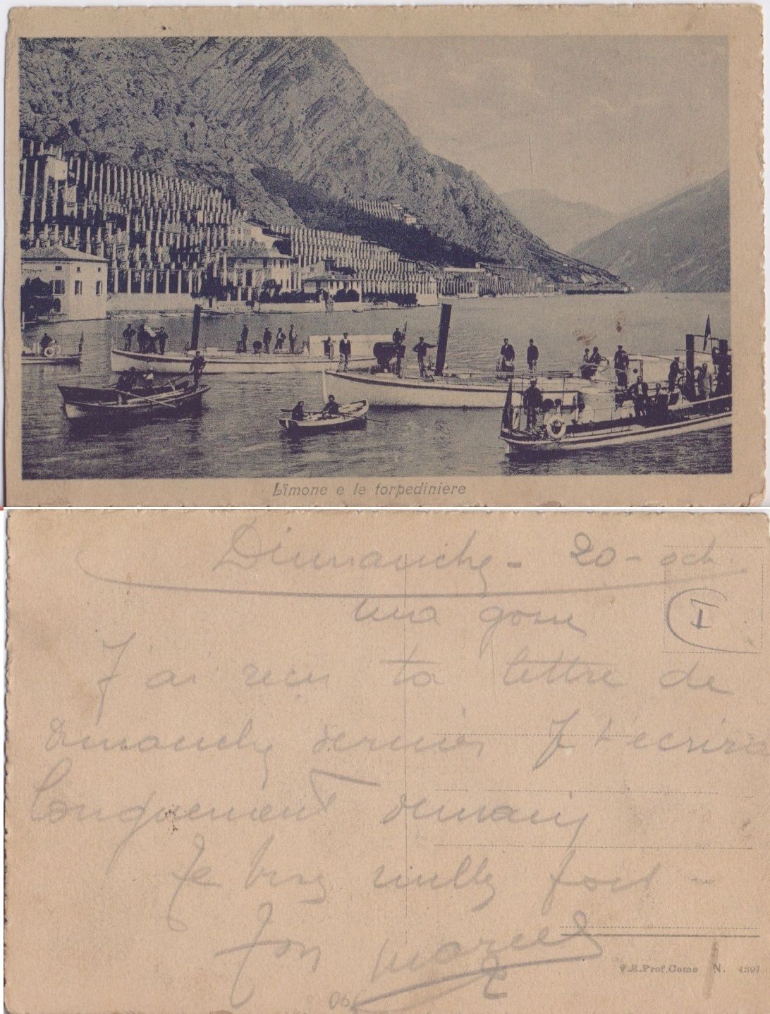 Cartolina - Limone e le torpediniere. Animata, barche