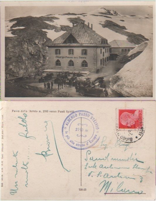 Cartolina - Passo dello Stelvio verso punta Spiriti. Viaggiata