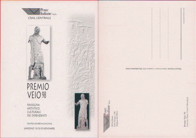 Cartolina - Premio Veio. Sanremo 1998