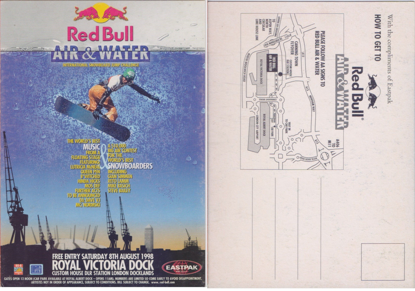 Cartolina - Red Bull. Air &amp; Water. Royal Victoria Dock. …