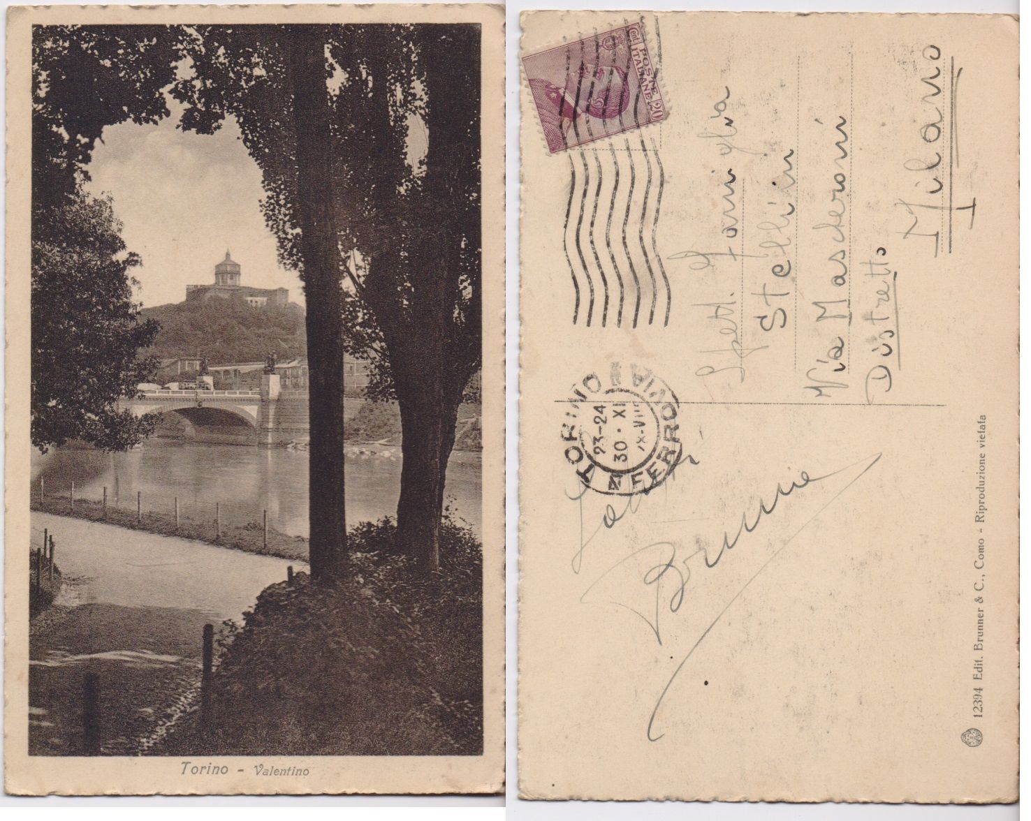 Cartolina - Torino. Valentino. Viaggiata 1930