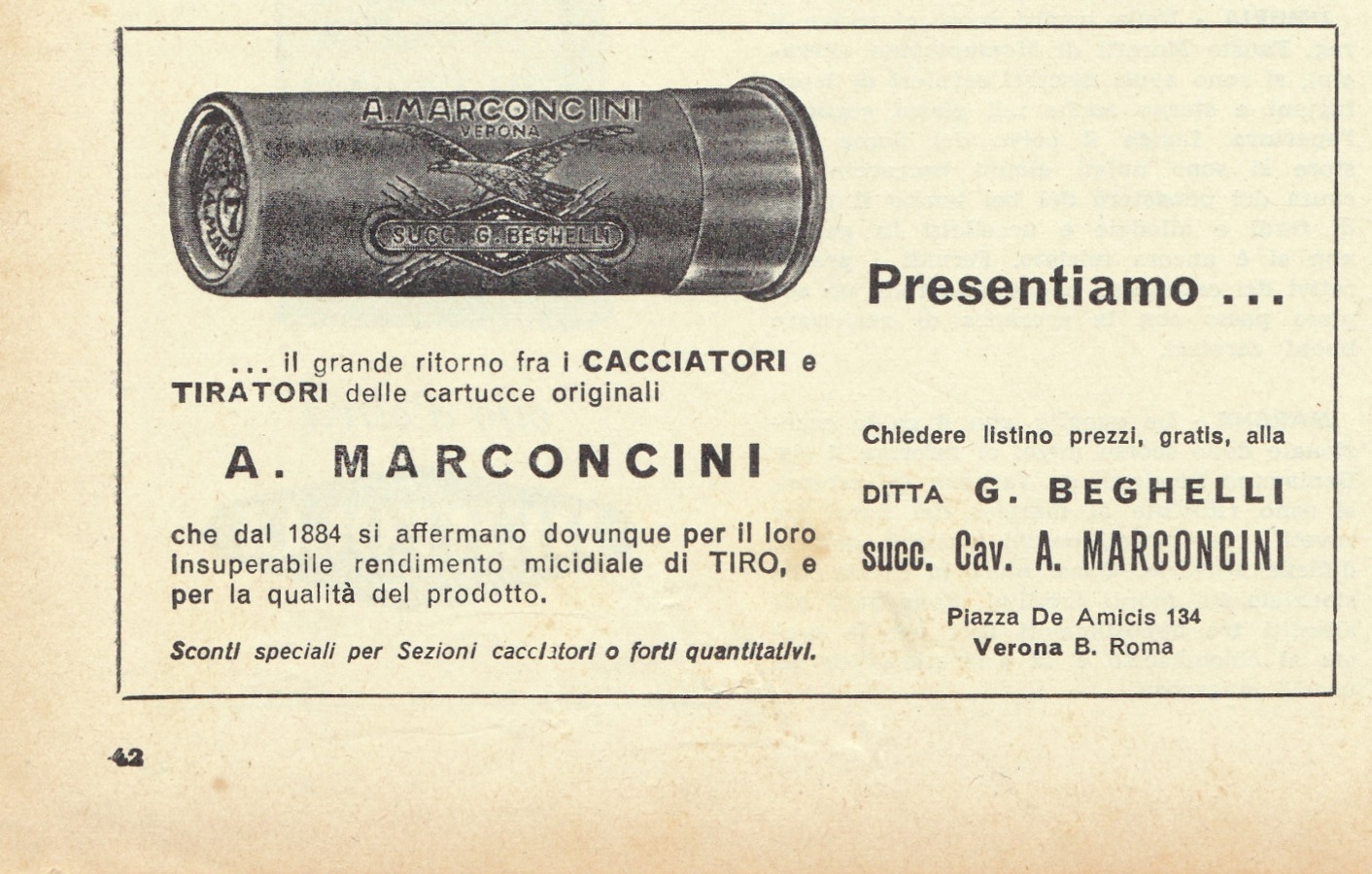 Cartucce A. Marconcini. Advertising 1961