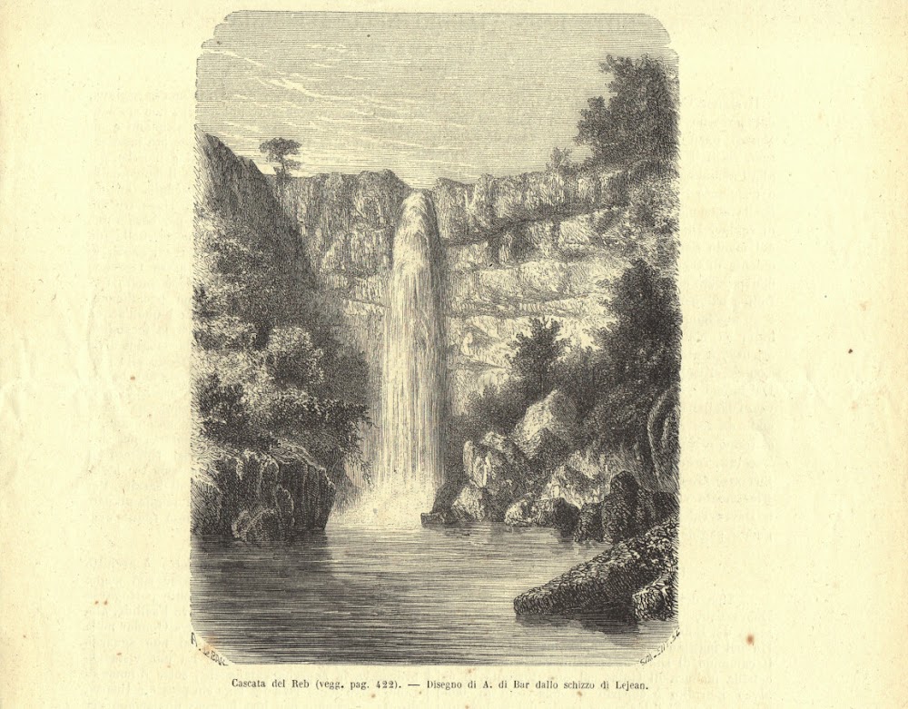 Cascata del Reb (Abissinia). Stampa 1863