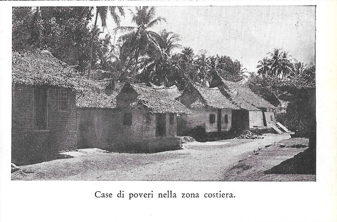 Case dei poveri nella zona costiera (Travancore). Stampa 1934