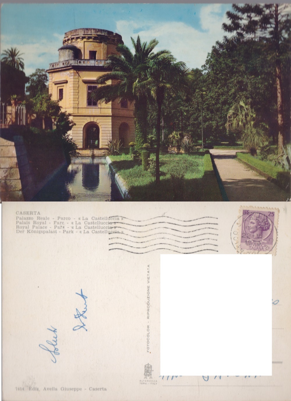 Caserta. Palazzo Reale. Parco. La Castelluccia. Viaggiata 1970
