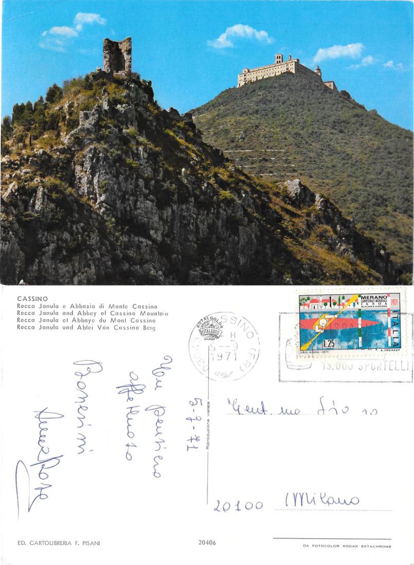 Cassino. Rocca Janula e Abbazia. Viaggiata 1971