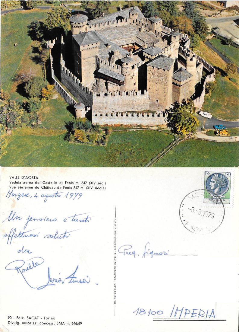 Castello di Fenis (AO). veduta aerea. Viaggiata 1979
