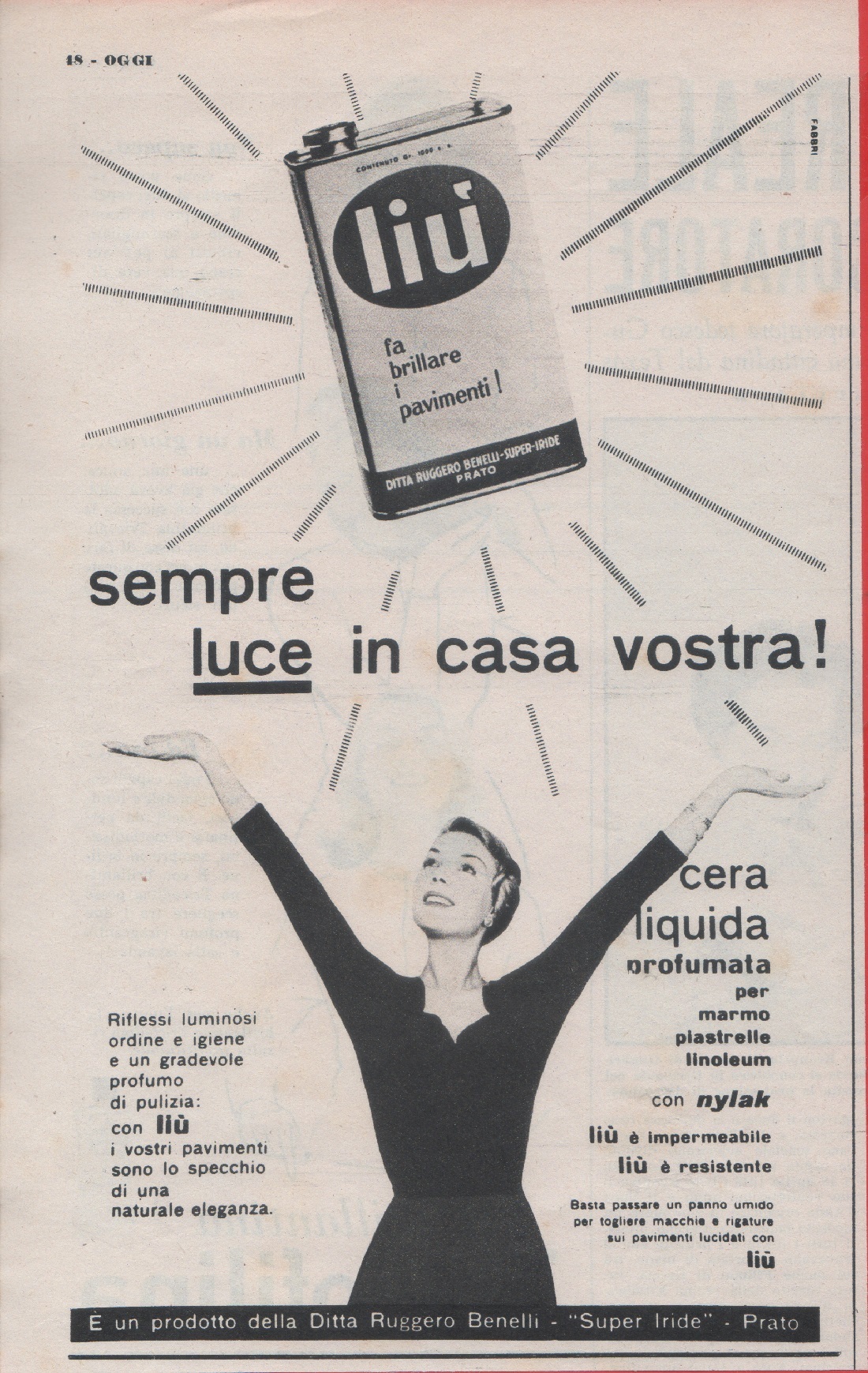 Cera Liù sempre luce in casa vostra. Advertising 1947