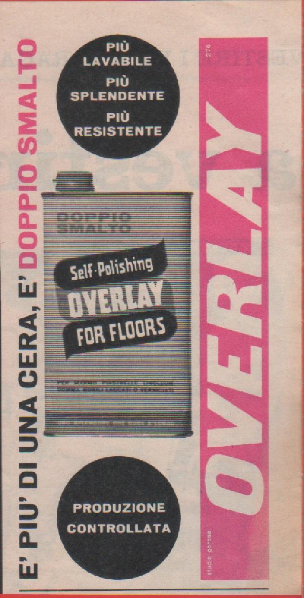 Cera Overlay. Pubblicità 1963