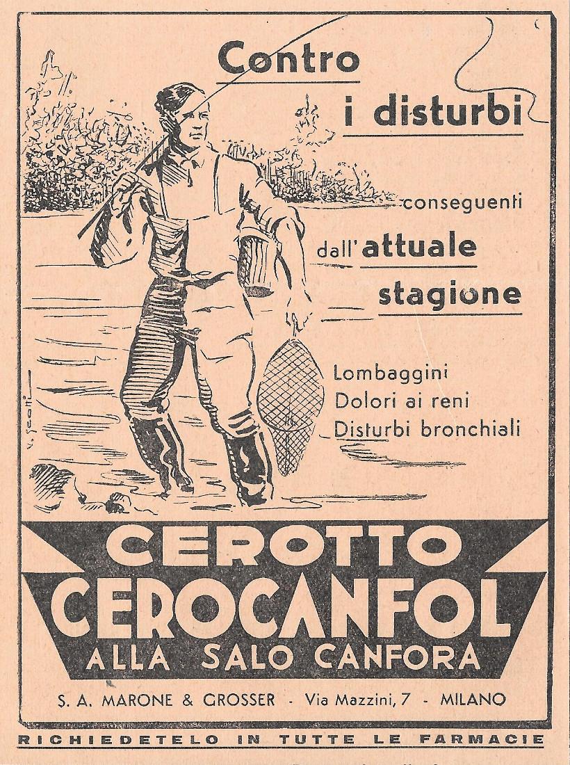 Cerotto Cerocanfol alla salo canfora. S.A. Marone &amp;Grosser. Advertising 1937