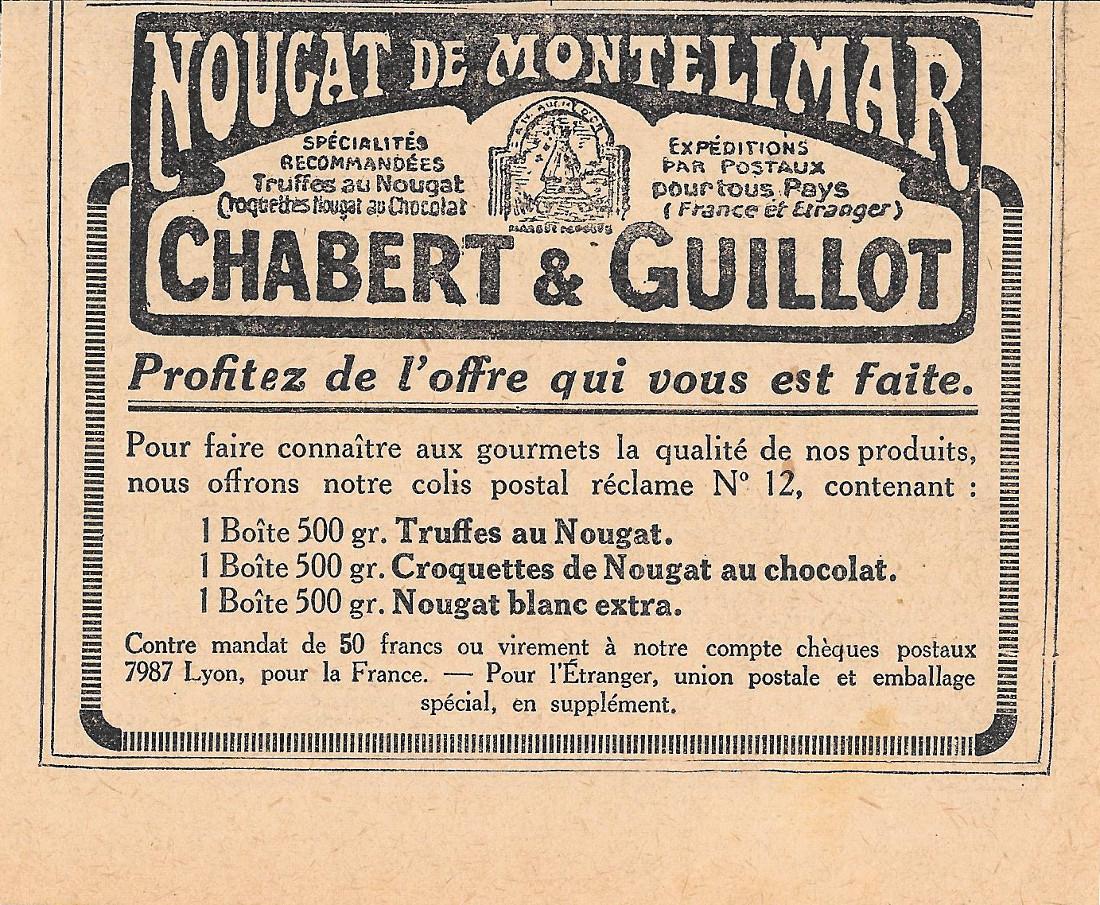 Chabert &amp; Guillon. Nougar de Montelimar. Pubblicita 1930